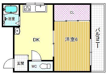 桜マンション(1DK/2階)の間取り写真