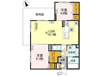 ファブ―ル東羽衣(2LDK/1階)の間取り写真