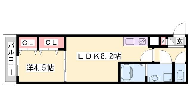 ジーメゾンエトワール東加古川(1LDK/2階)の間取り写真