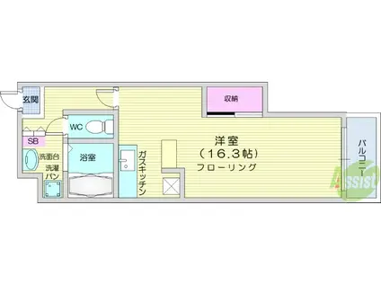 若林アベニュー(ワンルーム/2階)の間取り写真