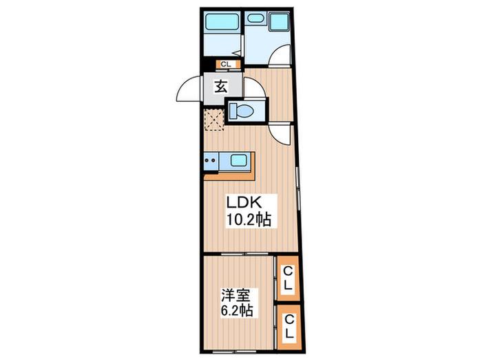 THE PARKCROSS 千歳烏山(1LDK/2階)の間取り写真