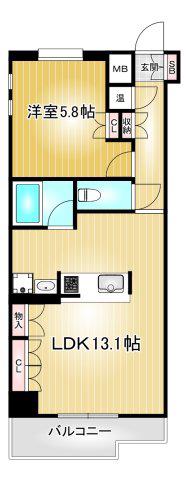 大曽根朝日マンション(1LDK/9階)の間取り写真