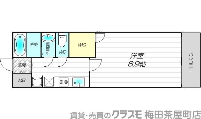 レジディア京町堀(1K/4階)の間取り写真