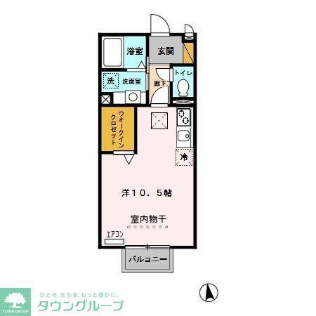 アンソレイユ(ワンルーム/1階)の間取り写真