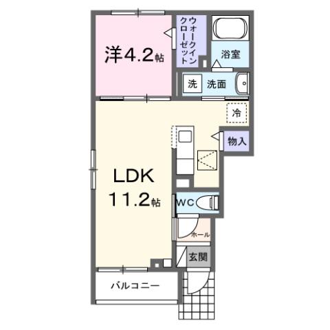 ＪＲ川越線 南古谷駅 徒歩8分 2階建 築1年(1LDK/1階)の間取り写真