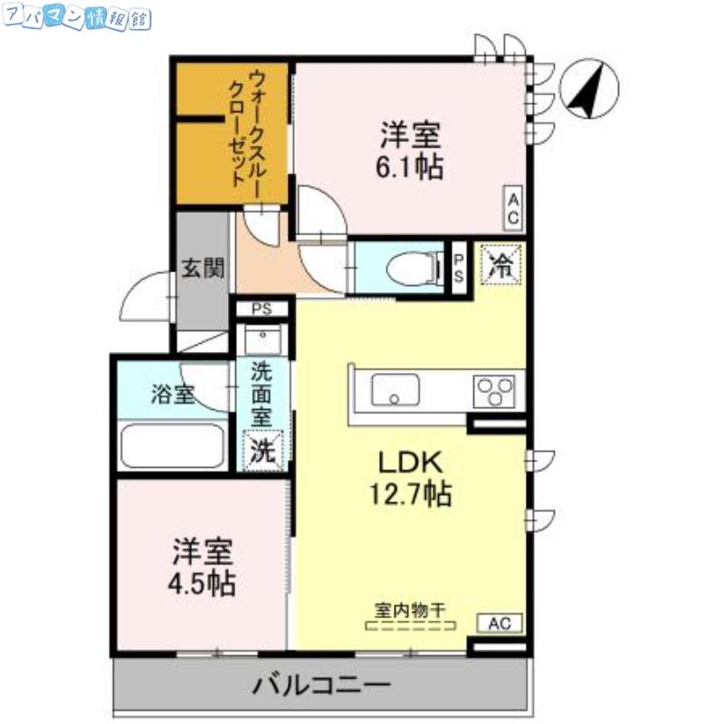 D-ROOM上所中(2LDK/3階)の間取り写真