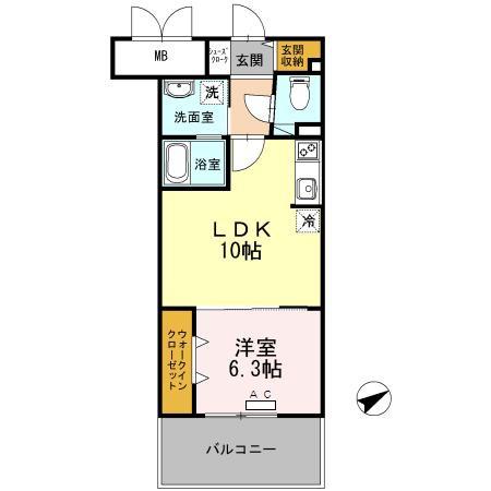 RYUO HILLS(1LDK/3階)の間取り写真