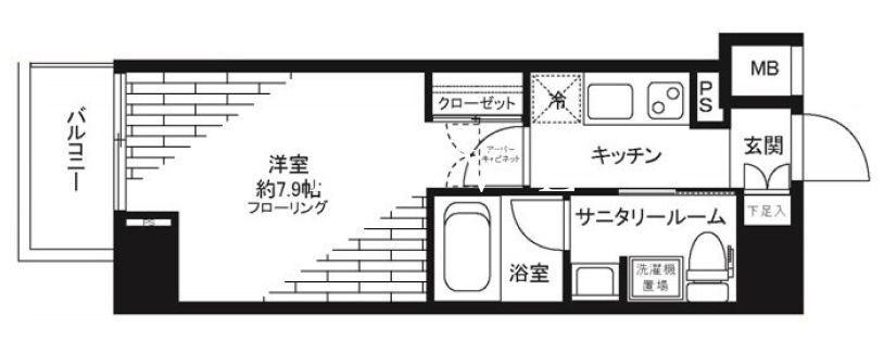 ステージグランデ芝大門(1K/2階)の間取り写真