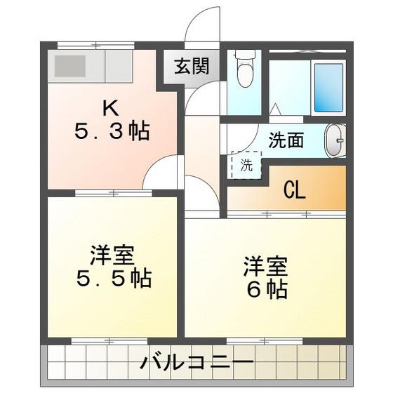 プロスペール(2K/2階)の間取り写真