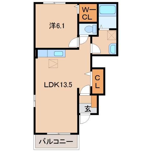 グロワールA(1LDK/1階)の間取り写真