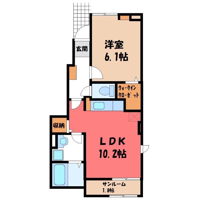 フォックス ゲート M(1LDK/1階)の間取り写真