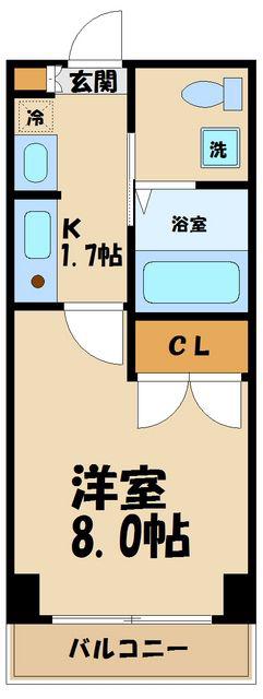 アンビックスつつじヶ丘 A棟(1K/3階)の間取り写真