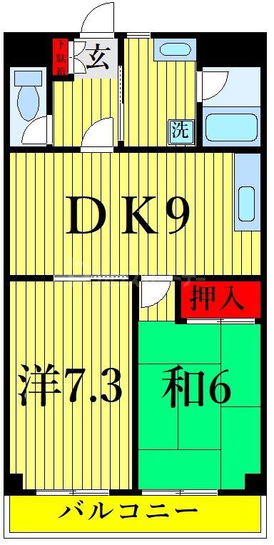 中葛西ハイツ(2DK/3階)の間取り写真