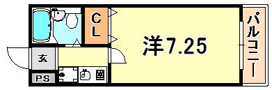 ピアッツア六甲(1K/2階)の間取り写真