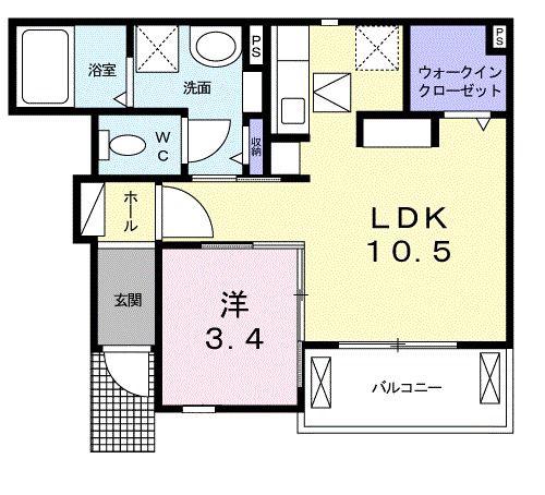 シュウ・レミングE(1LDK/1階)の間取り写真