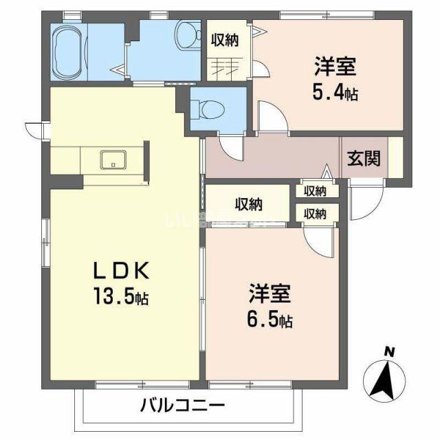 シャーメゾンきららA(2LDK/2階)の間取り写真