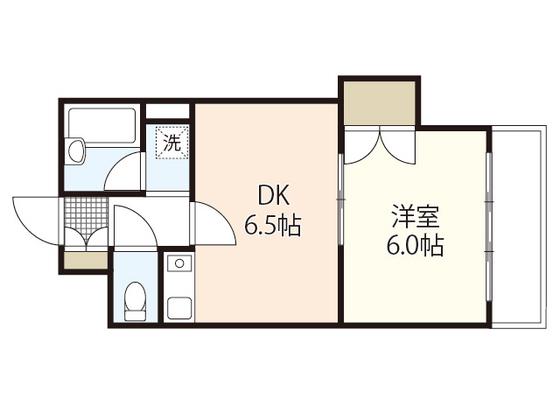 グランデール横川(1DK/6階)の間取り写真