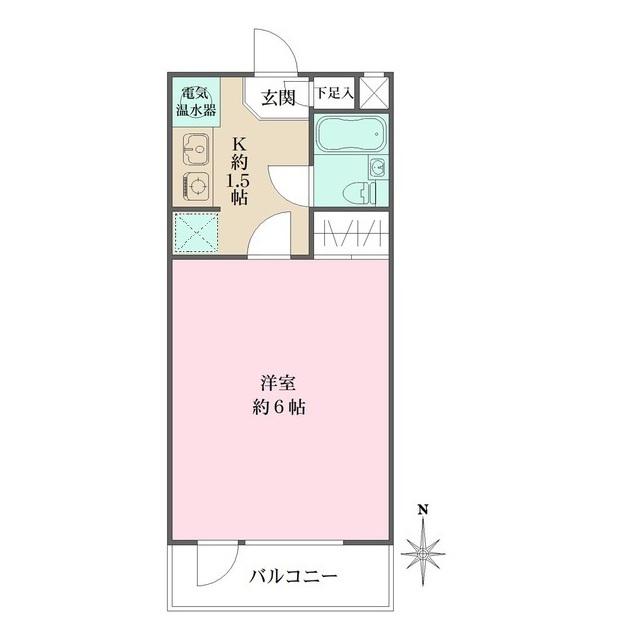 コーポ平町(1K/2階)の間取り写真