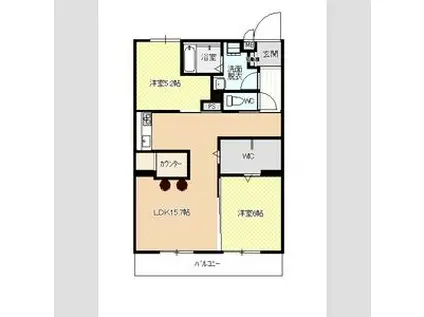 コーポやすり苑(2LDK/2階)の間取り写真