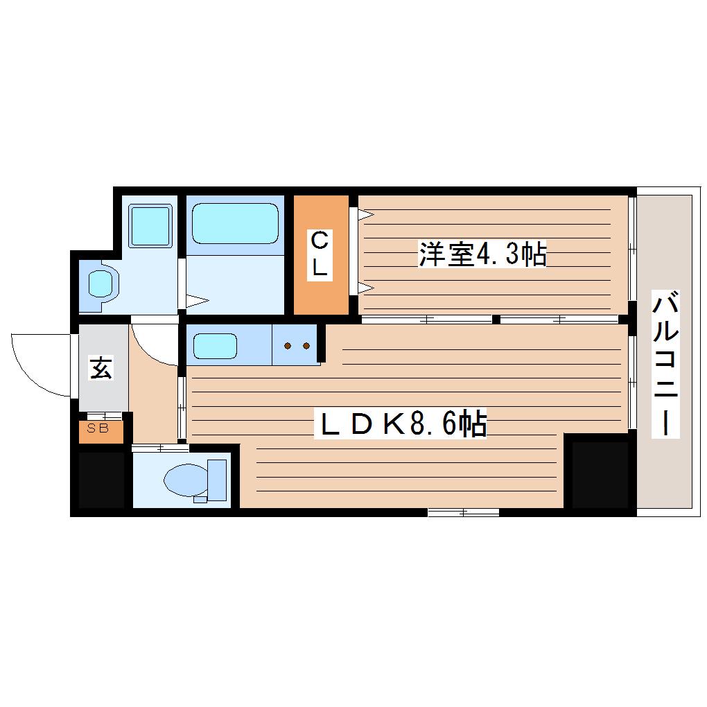 プ ラ ン ド ビ ル 本 町 II(1LDK/9階)の間取り写真