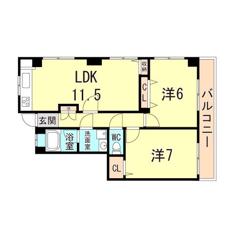 オーシャンビュー赤坂(2LDK/3階)の間取り写真