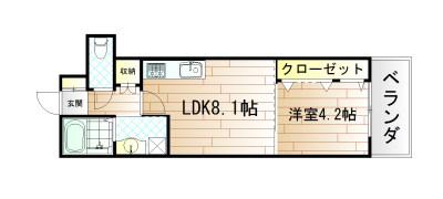 ギャラクシーヴィーラブライト(1LDK/14階)の間取り写真