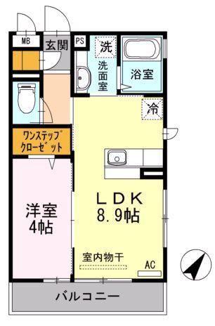 ウェールス久地(1LDK/2階)の間取り写真