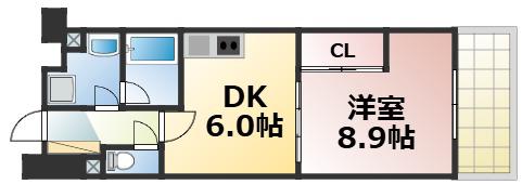 布施ハイライン(1DK/7階)の間取り写真