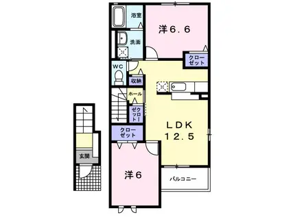 マリンサイド・S TWO(2LDK/2階)の間取り写真