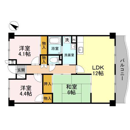グランドハウスプラム(3LDK/1階)の間取り写真