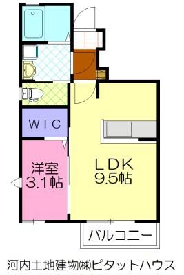 パルテール宮原(1LDK/1階)の間取り写真
