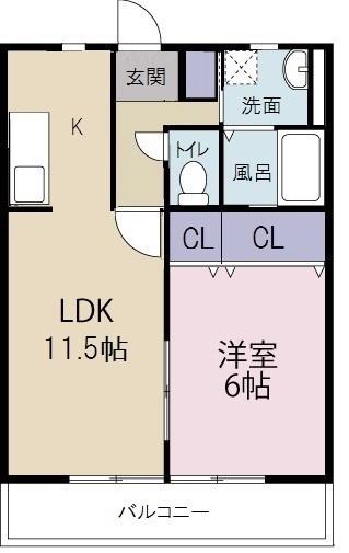 アスティオンII(1LDK/1階)の間取り写真