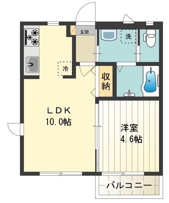 エスフォレスト2(1LDK/2階)の間取り写真