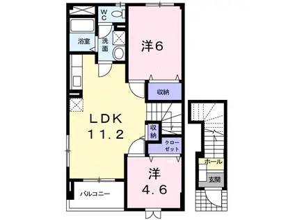 ファーストヒストリーA(2LDK/2階)の間取り写真