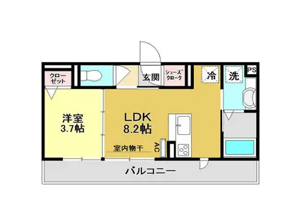 ホワイト ヒル(1LDK/3階)の間取り写真