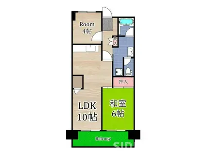 サンハイツ白井(2LDK/8階)の間取り写真