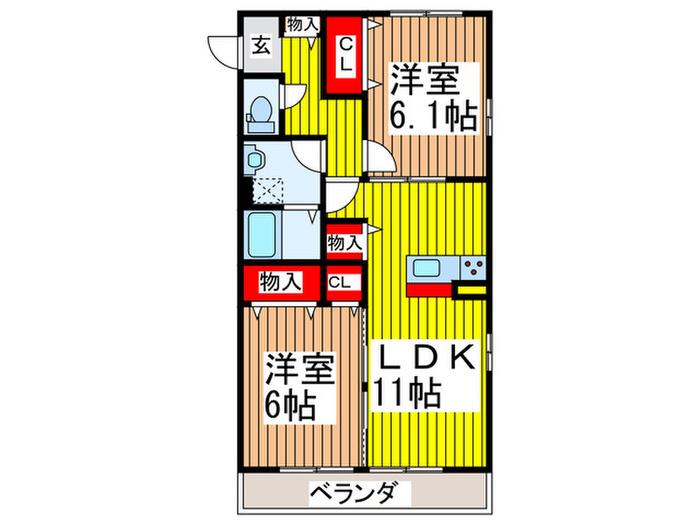 ソルカーサ(2LDK/2階)の間取り写真