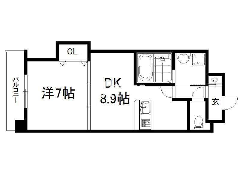 LUXE中書島(1DK/1階)の間取り写真