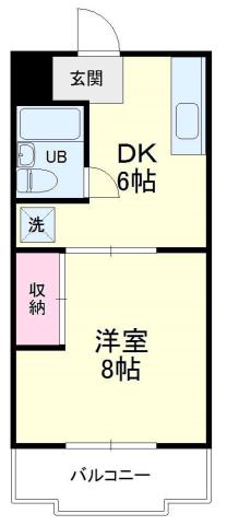 グリーンハイツ根洗(1DK/1階)の間取り写真