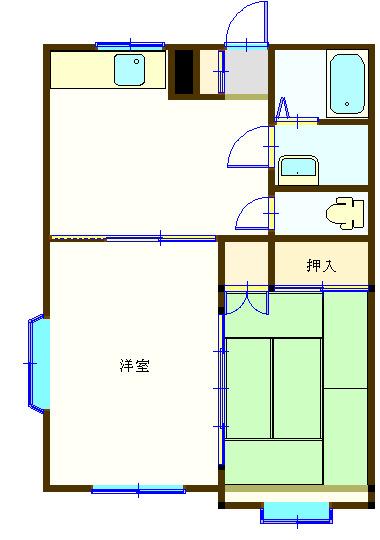 コーポみねぎしIII(2DK/1階)の間取り写真