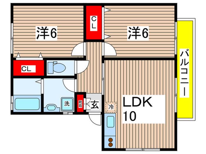 ミモザコート(2LDK/1階)の間取り写真