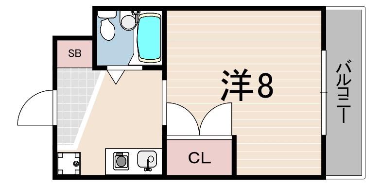 グランメール園田(1K/3階)の間取り写真