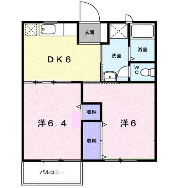 サン・ミニオン(2DK/2階)の間取り写真