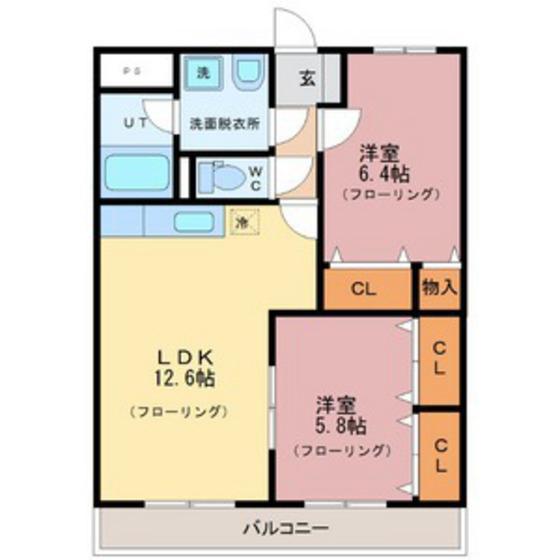 ブレイン東中野(2LDK/2階)の間取り写真