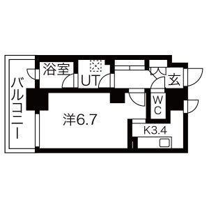 ヴィラエーデル名駅(1K/6階)の間取り写真