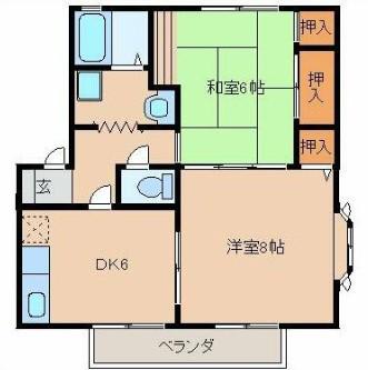 アルコバレーノA(2DK/2階)の間取り写真