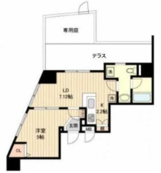 カインドステージ高輪台(1LDK/1階)の間取り写真