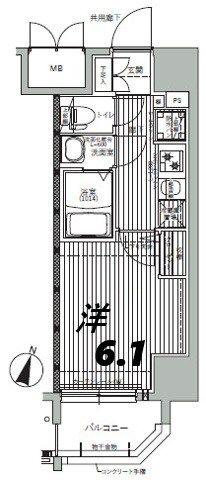 エムブイインプ新大阪(1K/4階)の間取り写真