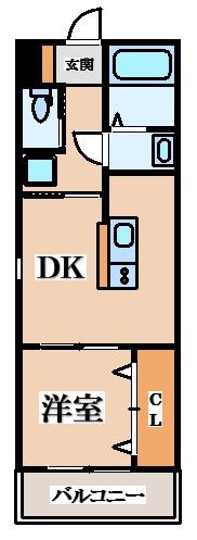 REGIES近大サウスII(1DK/3階)の間取り写真