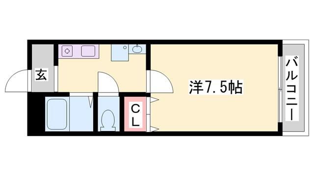 ワンルーム上大野(1K/3階)の間取り写真